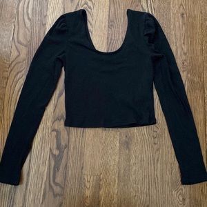 Black Long Sleeve Crop Top
